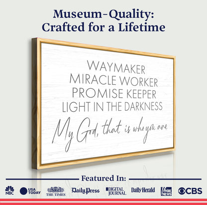 My God Way Maker Miracle Worker Faith Sign II by Tailored Canvases