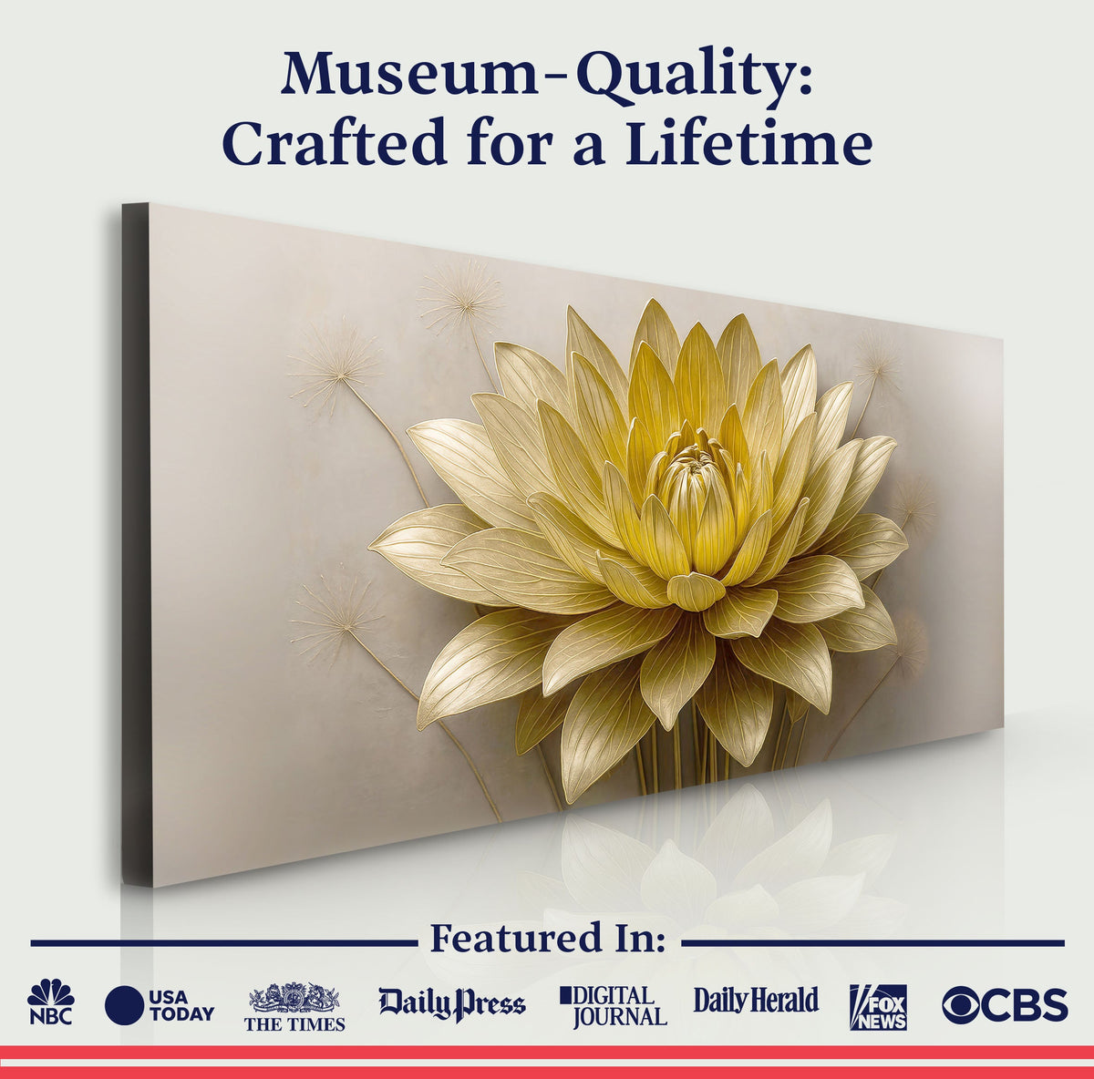 Golden Lotus Minimalist Abstract Wall Art III by Tailored Canvases