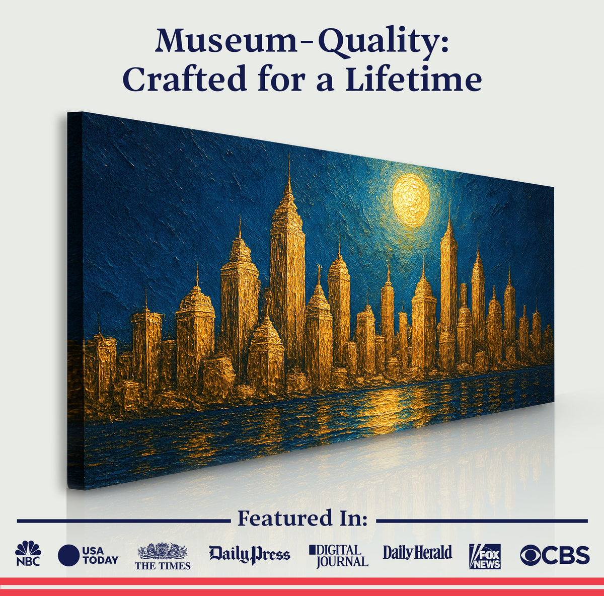 Golden Metropolis Cityscape Impasto Wall Art by Tailored Canvases