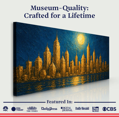 Golden Metropolis Cityscape Impasto Wall Art by Tailored Canvases