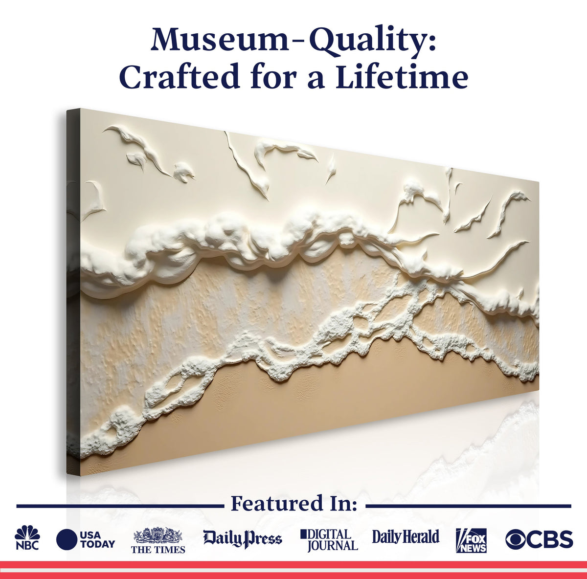 Beige Abstract Ocean Waves Wall Art by Tailored Canvases