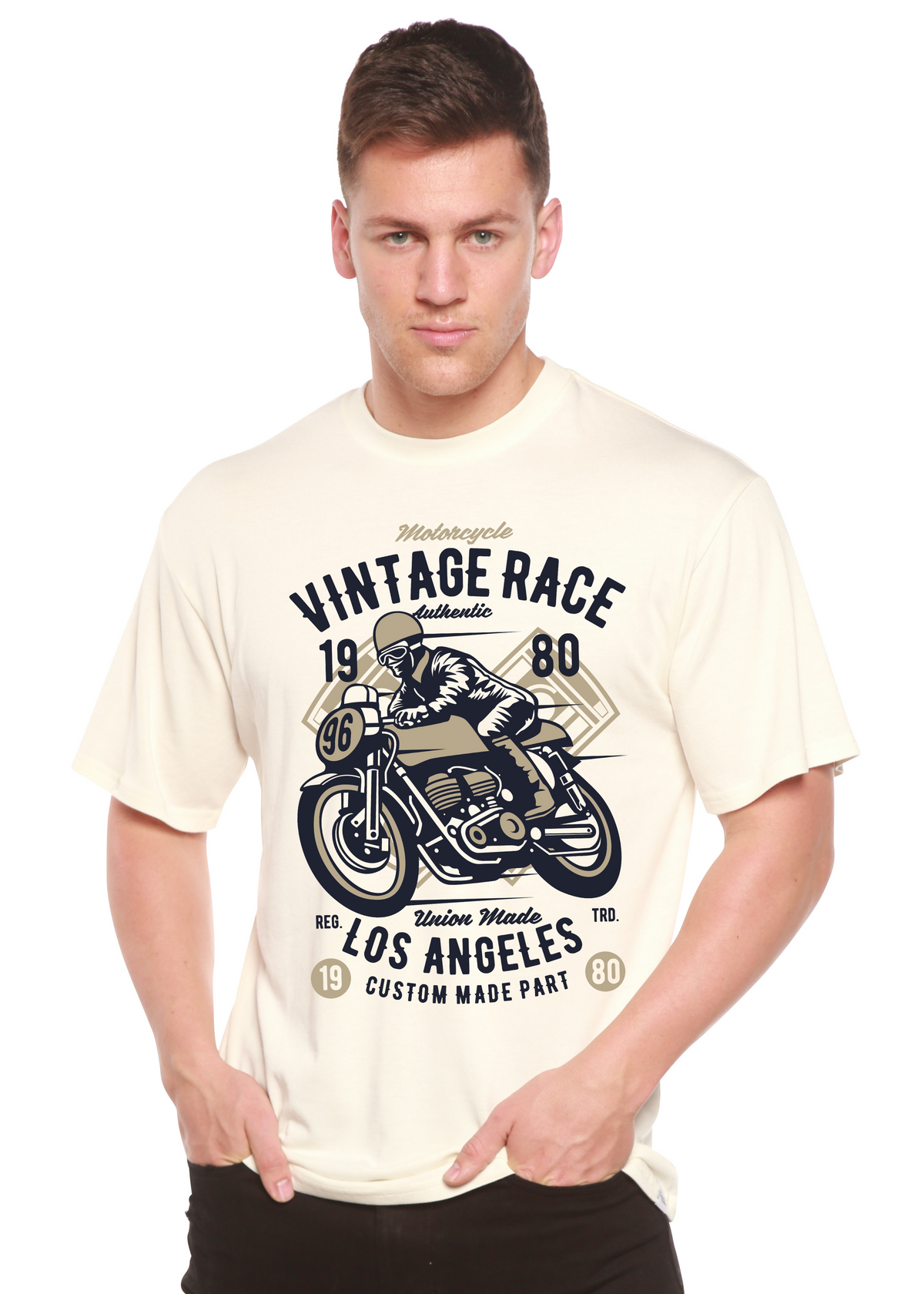 Vintage Race men's short sleeve graphic T-shirt in bamboo viscose and organic cotton