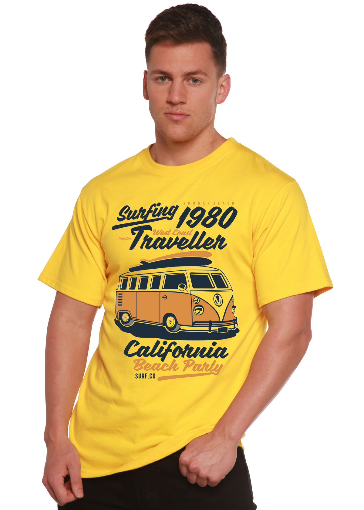 Surfing 1980 men's bamboo graphic T-shirt – view 3