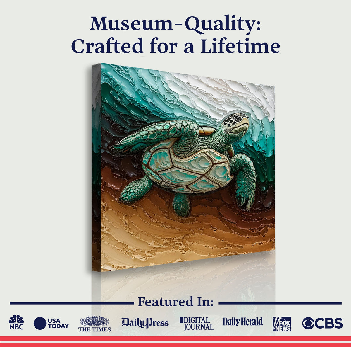 3D Turtle Wall Art canvas by Tailored Canvases, view 6
