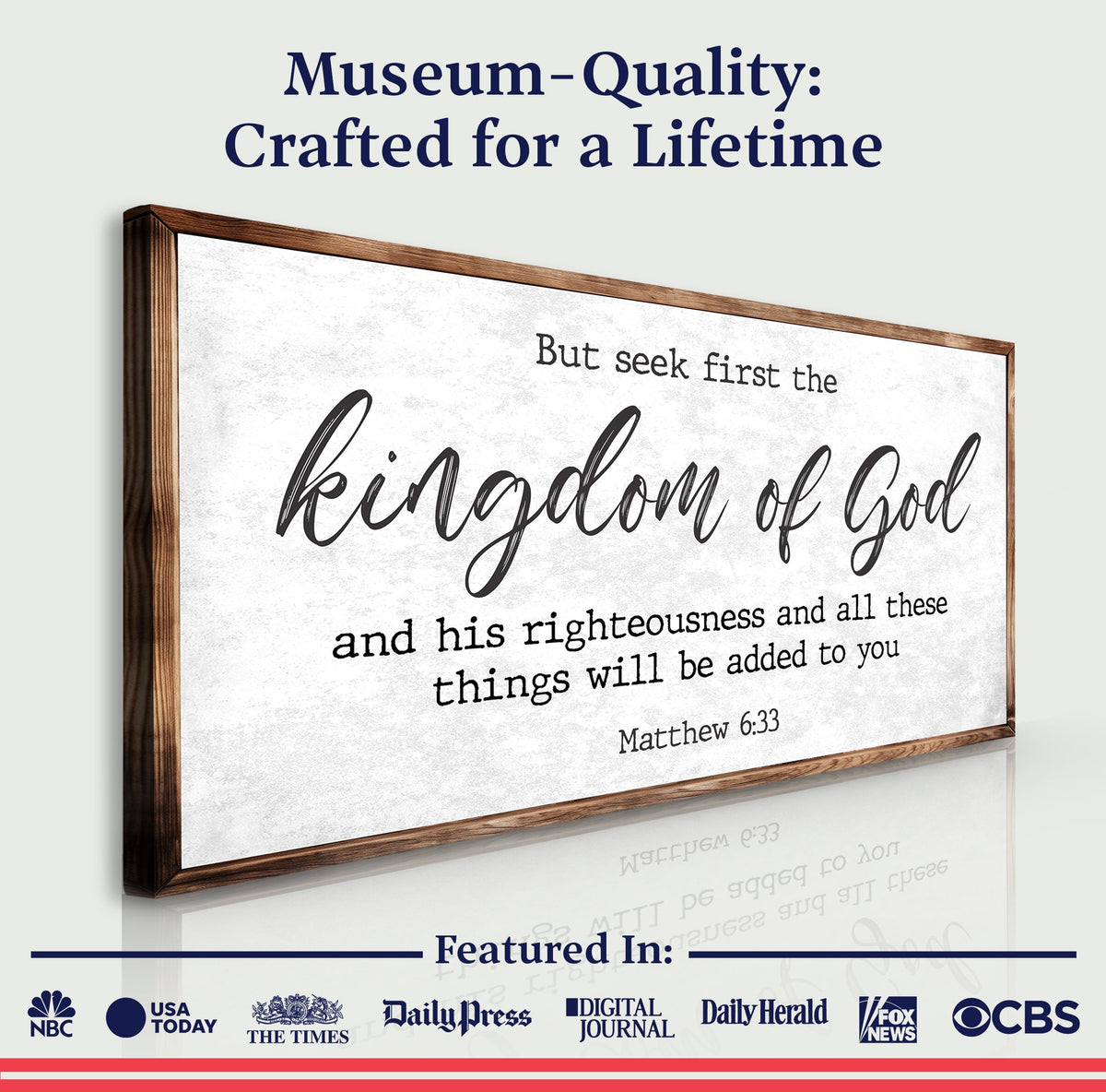Matthew 6:33 - But Seek the Kingdom of God Faith Sign II by Tailored Canvases