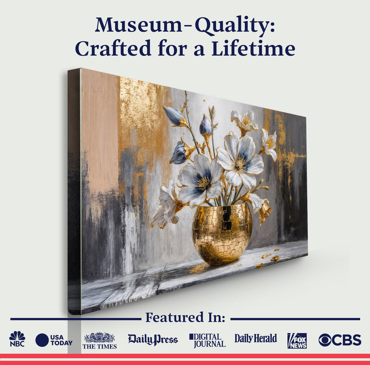 Magnolia Bloom in Gold Abstract Wall Art by Tailored Canvases