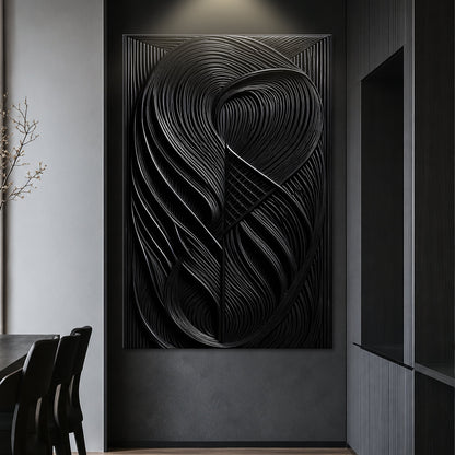 Modern Black Waves Wall Art by Tailored Canvases