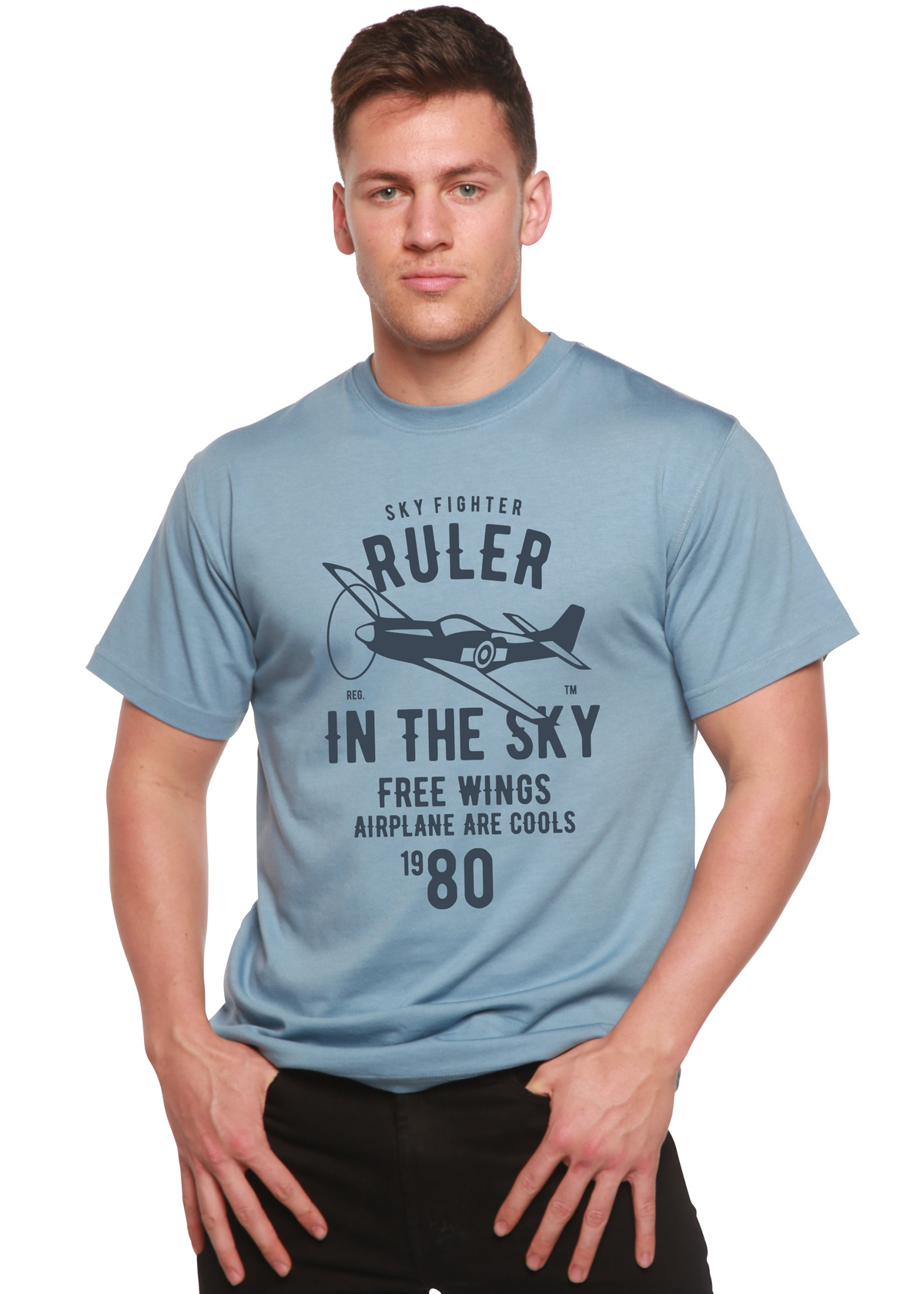 Ruler in the Sky men's bamboo graphic T-shirt – view 2