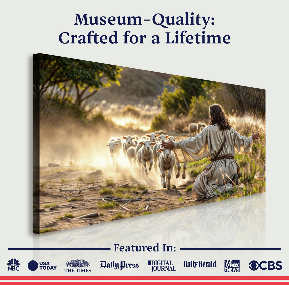 Jesus Protects The Lamb From Wolves Faith Wall Art VIII by Tailored Canvases