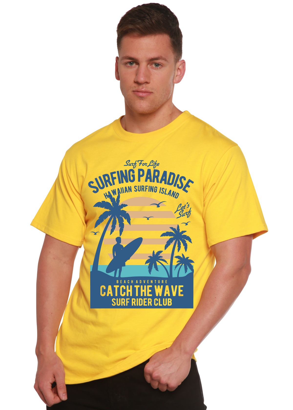 Surfing Paradise men's bamboo graphic T-shirt – view 3