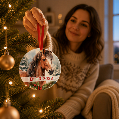 Horse Ornament, girl christmas ornament personalized, Horse Lover gifts for her, Horse Christmas Ornament, Christmas Personalized Gift by Joyful Moose