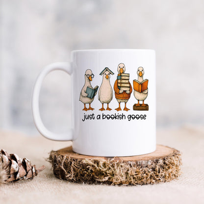 Bookish Goose Coffee Mug - Funny Book Lover Gift | Quirky Ceramic 11 oz or 15 oz by Joyful Moose