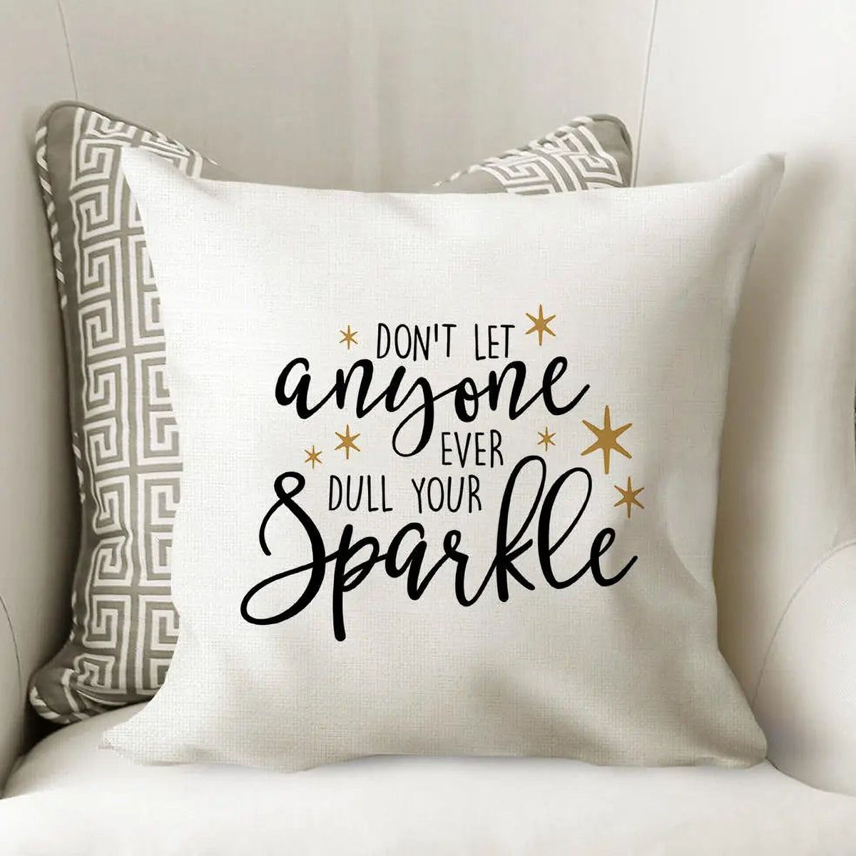 Throw Pillow Gift - Motivational Pillow Cover With Black & Gold Quote, Twill Canvas by Joyful Moose