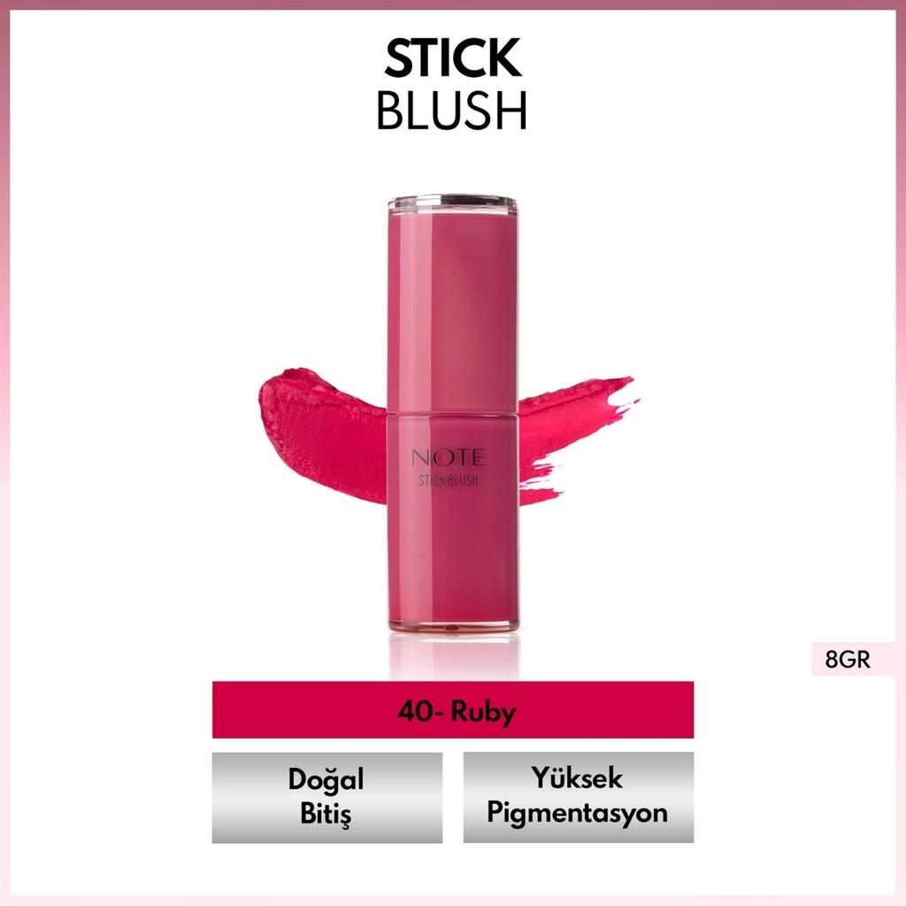 Note Stick Blush Moisturizing Soft Stick Blush 40 Ruby by Beauty Care Bag