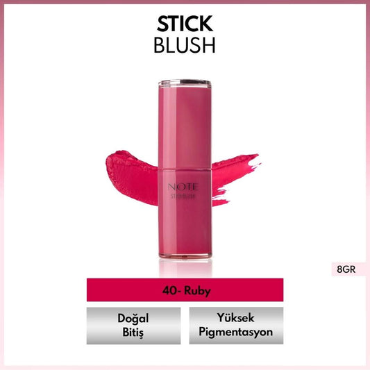 Note Stick Blush Moisturizing Soft Stick Blush 40 Ruby by Beauty Care Bag