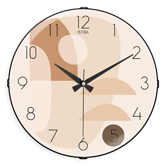 Muyika 36 cm Silent Wall Clock with Curved Glass - Decorative, Easy-to-Install, Quiet Mechanism by Beauty Care Bag