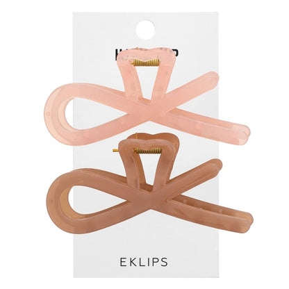 Eklips Frosted Figure Hair Clips Pink & Brown 2-Pack by Beauty Care Bag