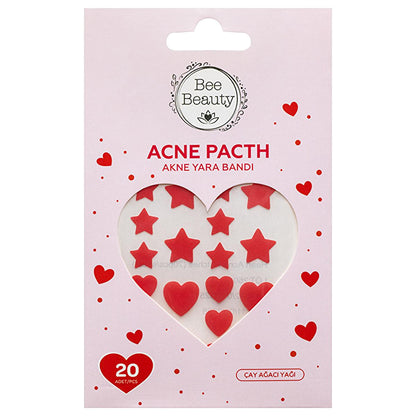 Bee Beauty Heart-Shaped Acne Pimple Healing Patch with Tea Tree Oil: Discreet Blemish Treatment, Soothes & Protects (20 Patches) by Beauty Care Bag