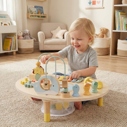 7-in-1 wooden toddler activity table with xylophone and bead maze by GBruno Store
