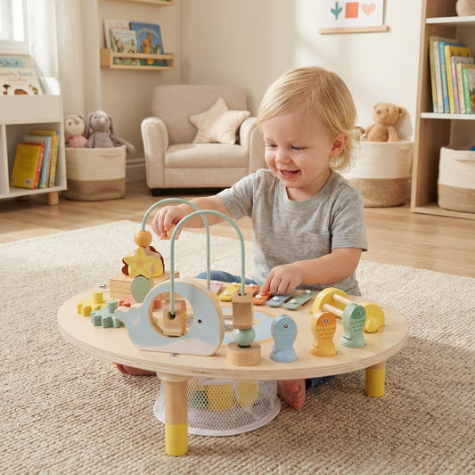 7-in-1 Toddler Activity Table Montessori Sensory Toy for 12 Month+ Wooden Musical Play TableTorqelo.com