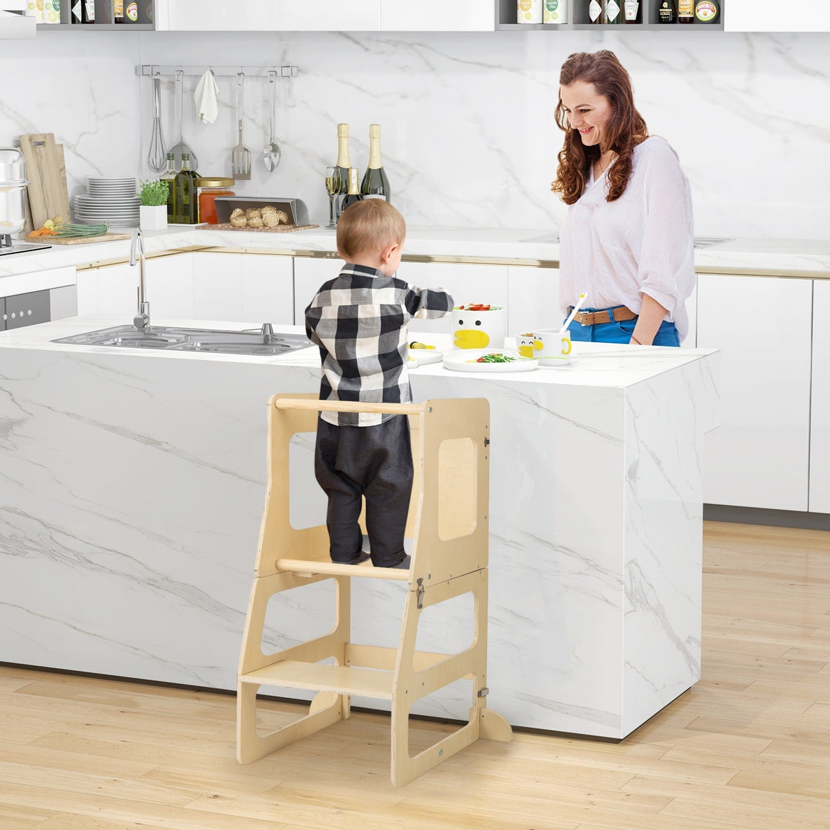 7-in-1 toddler climbing toy with connected table and chair set by GBruno Store, view 3