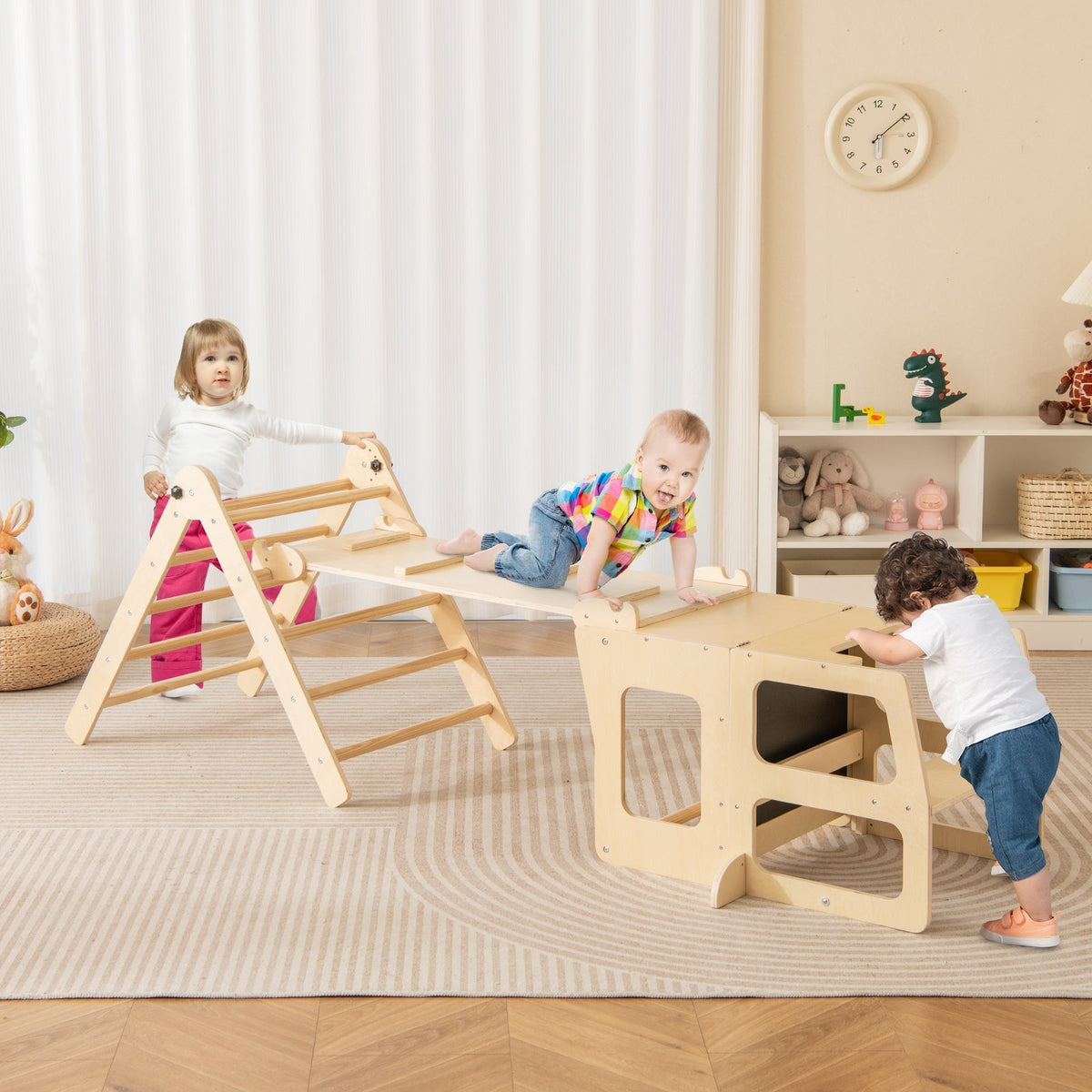 7-in-1 toddler climbing toy with connected table and chair set by GBruno Store