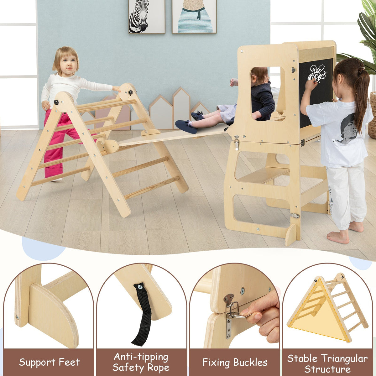 7-in-1 toddler climbing toy with connected table and chair set by GBruno Store, view 15
