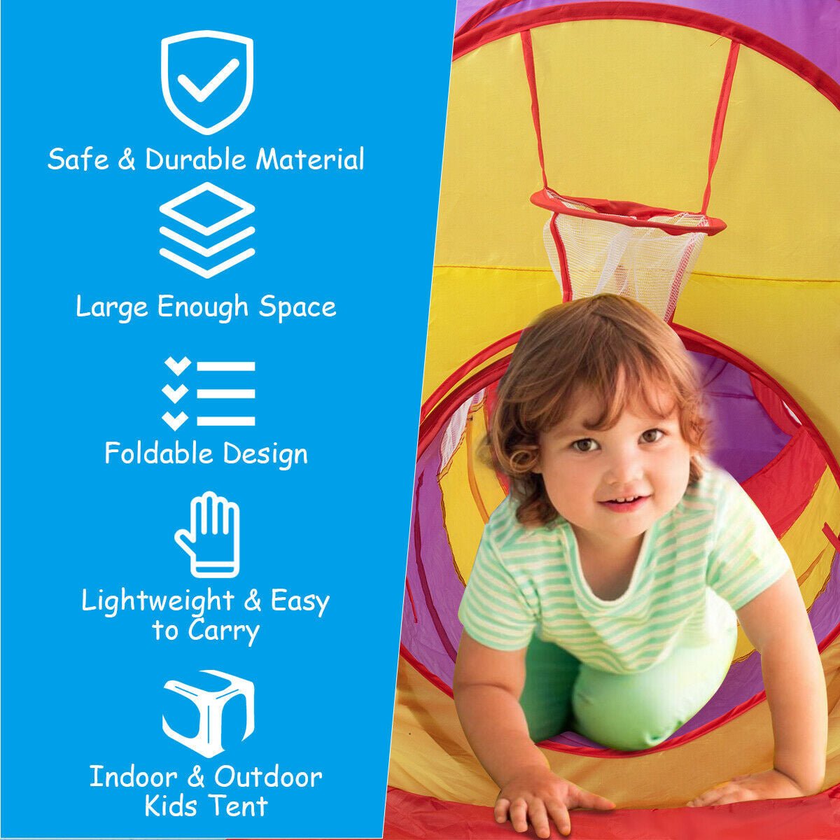 Pop-up kids play tent castle with ball pit and basketball hoop by GBruno Store, view 7