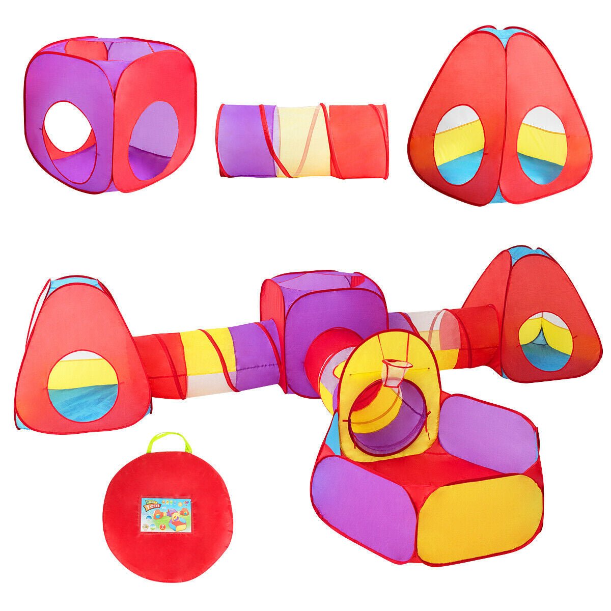 Pop-up kids play tent castle with ball pit and basketball hoop by GBruno Store, view 4