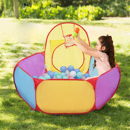Pop-up kids play tent castle with ball pit and basketball hoop by GBruno Store, view 6