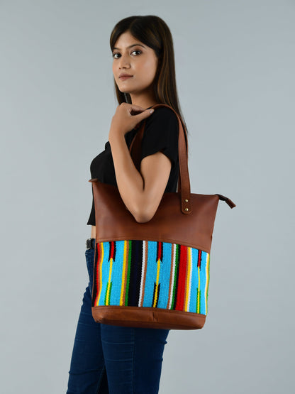Multicoloured Leather Tote Bag by Classy Leather Bags