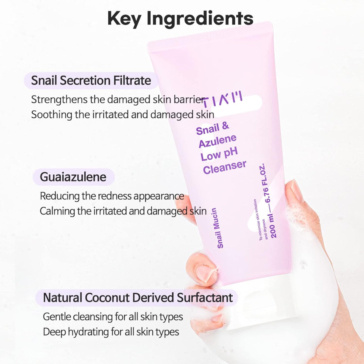 TIA'M Snail & Azulene Low pH Cleanser by AsiaBeautyMall