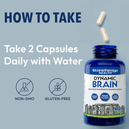 Stonehenge Health Dynamic Brain Supplement – New Formula with BacoMind for Memory Acquisition, Retention, & Recall with 40 Unique Nootropic: Choline, Phosphatidylserine, and Huperzine A by Shahmori
