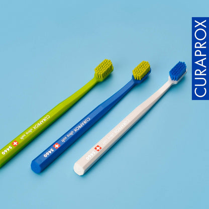 Curaprox 5460 Ultra Soft Manual Toothbrush for Sensitive Teeth and Gums - Gentle & Effective Plaque Removal by Beauty Care Bag