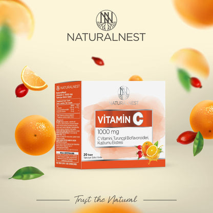 Naturalnest Vitamin C Supplement 100mg 20 Sachets - Natural Immune System Support by Beauty Care Bag