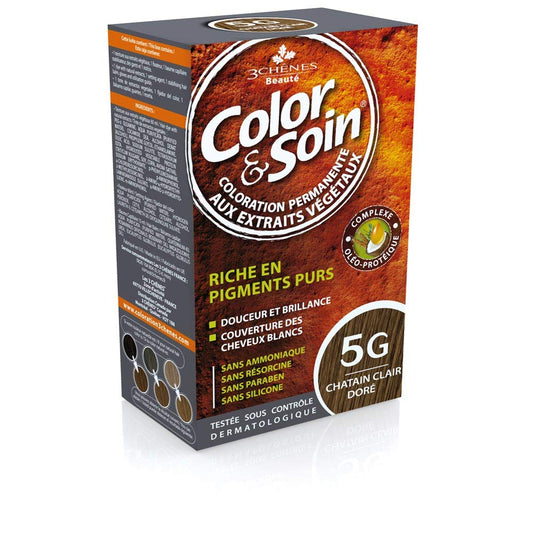 Color&Soin Natural Ammonia-Free Hair Dye - Light Golden Chestnut 5G by Beauty Care Bag