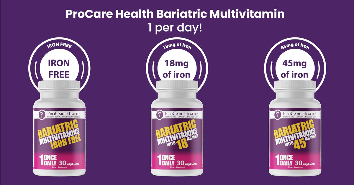 ProCare Health Bariatric Multivitamin 45mg Iron – Once Daily Capsule for Gastric Bypass, Sleeve & Post-Op Support – 90 Easy-to-Swallow Capsules, 3-Month Supply, No Artificial Colors, Gluten-Free by Shahmori