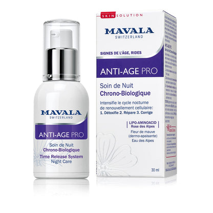 Mavala Anti-Age Pro Time Release System Night Care Cream - Anti-Aging Night Cream with Watercress Extract and Alpine Rose Extract by Beauty Care Bag