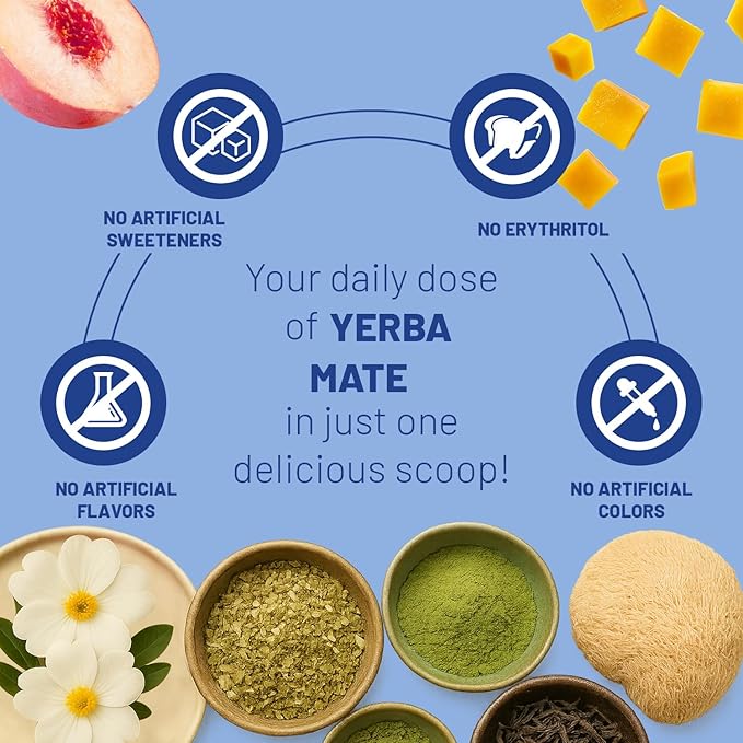 Yerba Mate Peach Mango Tea - Super Calm Yerba Mate - Low Sugar Content, Clean Energy with No Crash - Stay Refreshed and Focused Throughout the Day - Ideal for Health Enthusiasts - 30 Servings by KARONDA RENE LEWIS