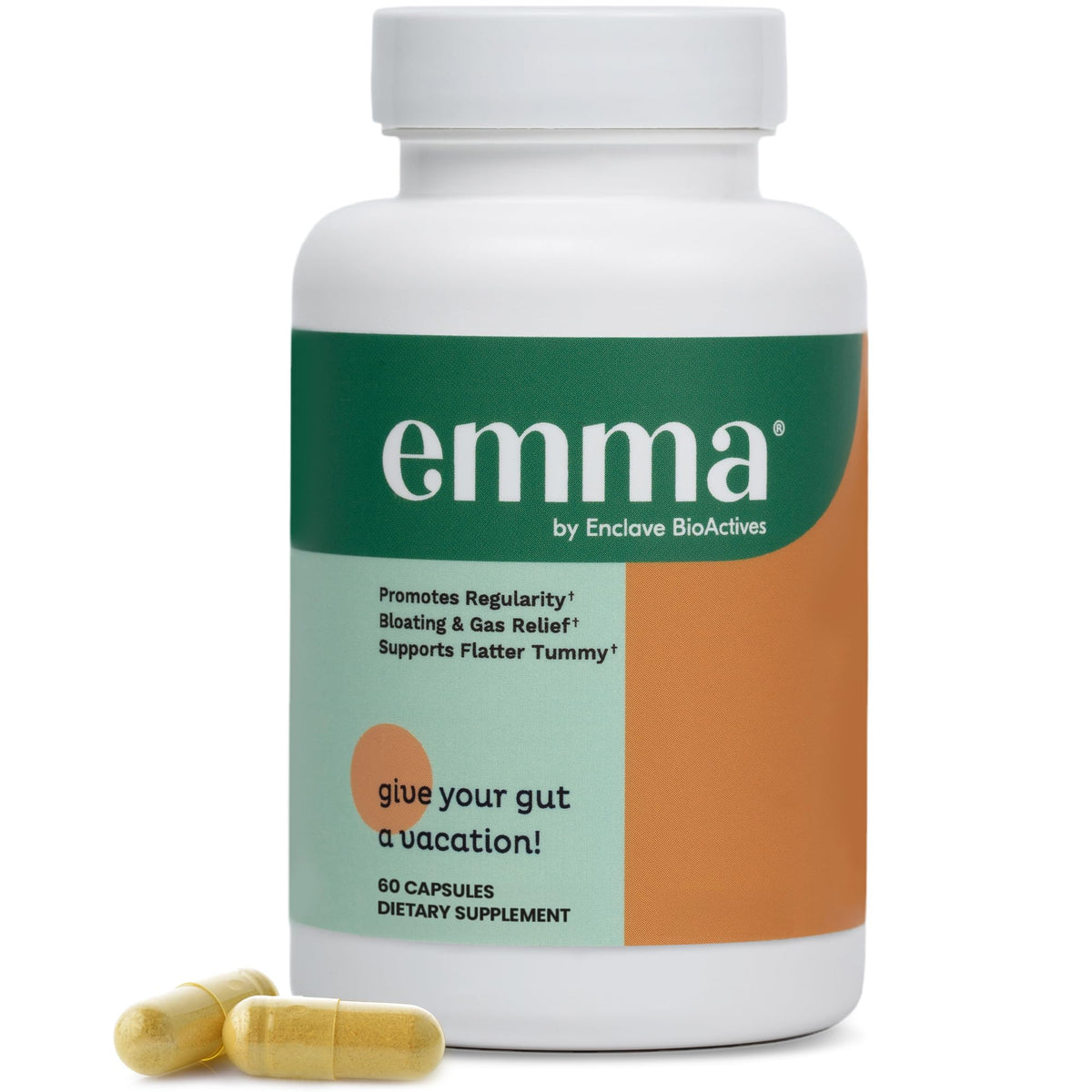 Emma Gut Health Supplement for Digestive Support & Bloating Relief – Doctor-Formulated, 60 Capsules by Shahmori
