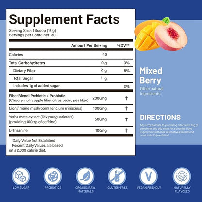 Yerba Mate Peach Mango Tea - Super Calm Yerba Mate - Low Sugar Content, Clean Energy with No Crash - Stay Refreshed and Focused Throughout the Day - Ideal for Health Enthusiasts - 30 Servings by KARONDA RENE LEWIS