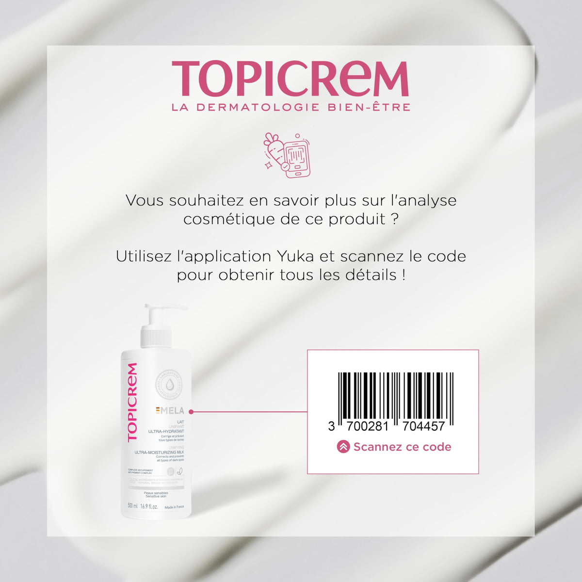 Topicrem Mela unifying ultra moisturizing milk, 500 ml