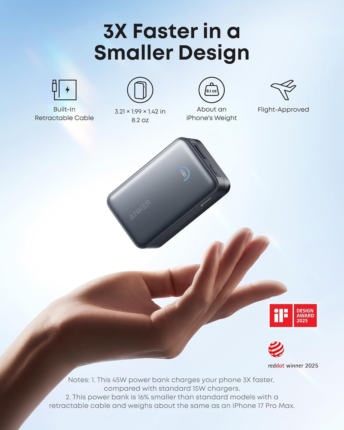 Anker Nano Power Bank (10K, 45W, Built-In Retractable USB-C Cable) by Anker