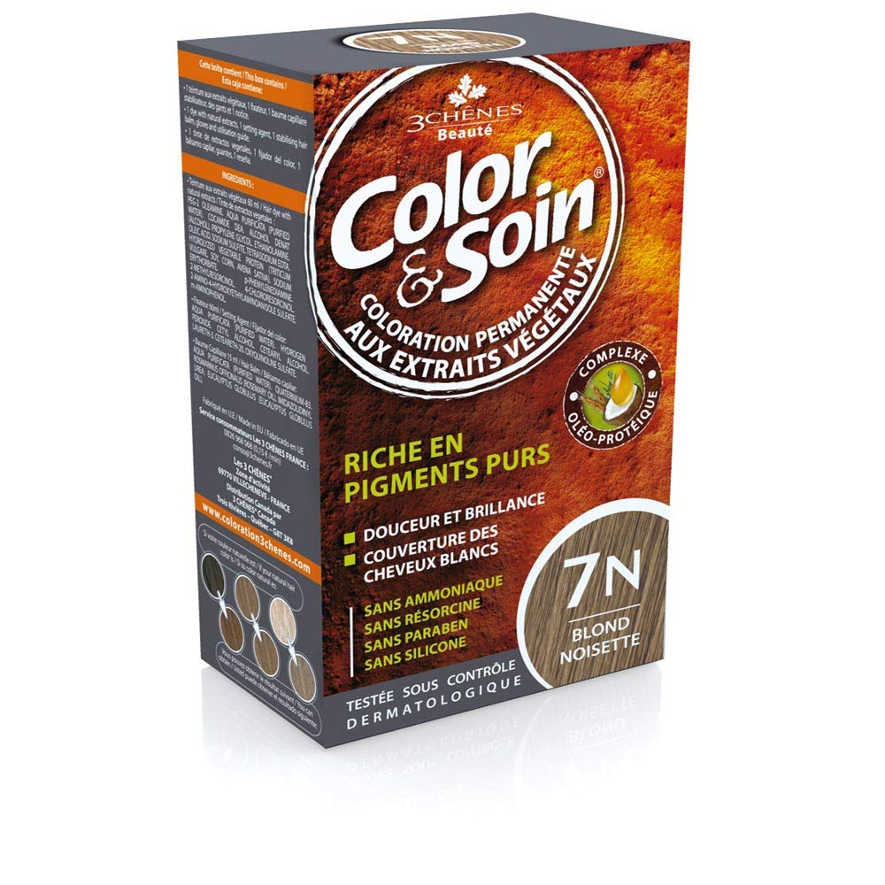 Color&Soin 7N Hazelnut Blond Hair Dye - Nourishing Blond Hair Color with Conditioner by Beauty Care Bag