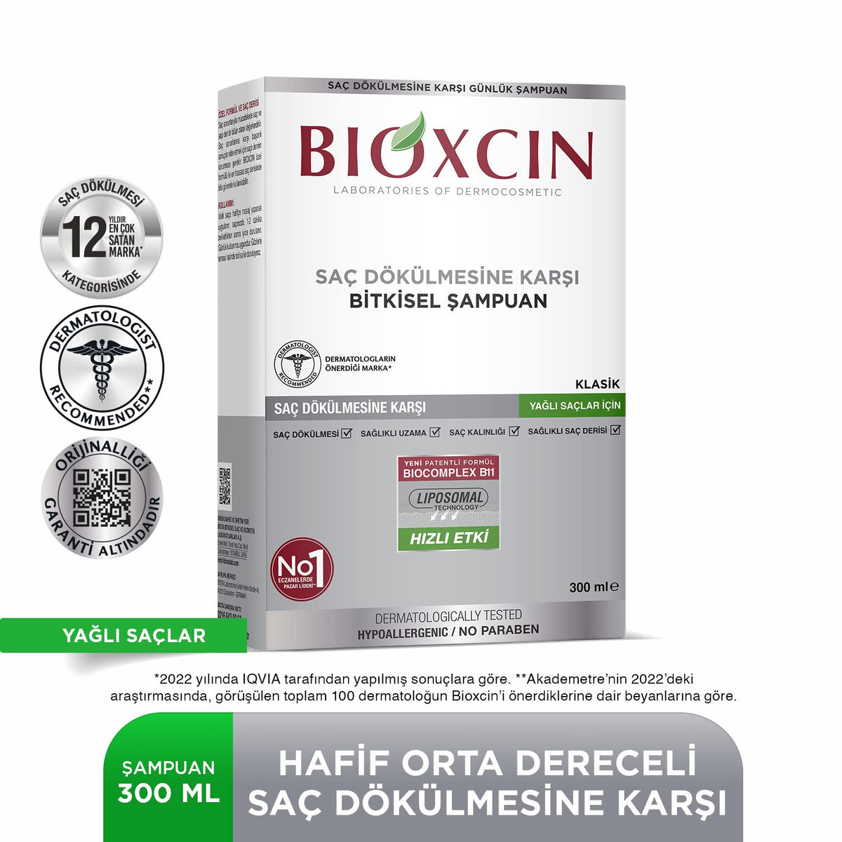 Bioxcin Anti-Hair Loss Shampoo for Oily Hair - Strengthens Hair Follicles, Prevents Hair Loss by Beauty Care Bag
