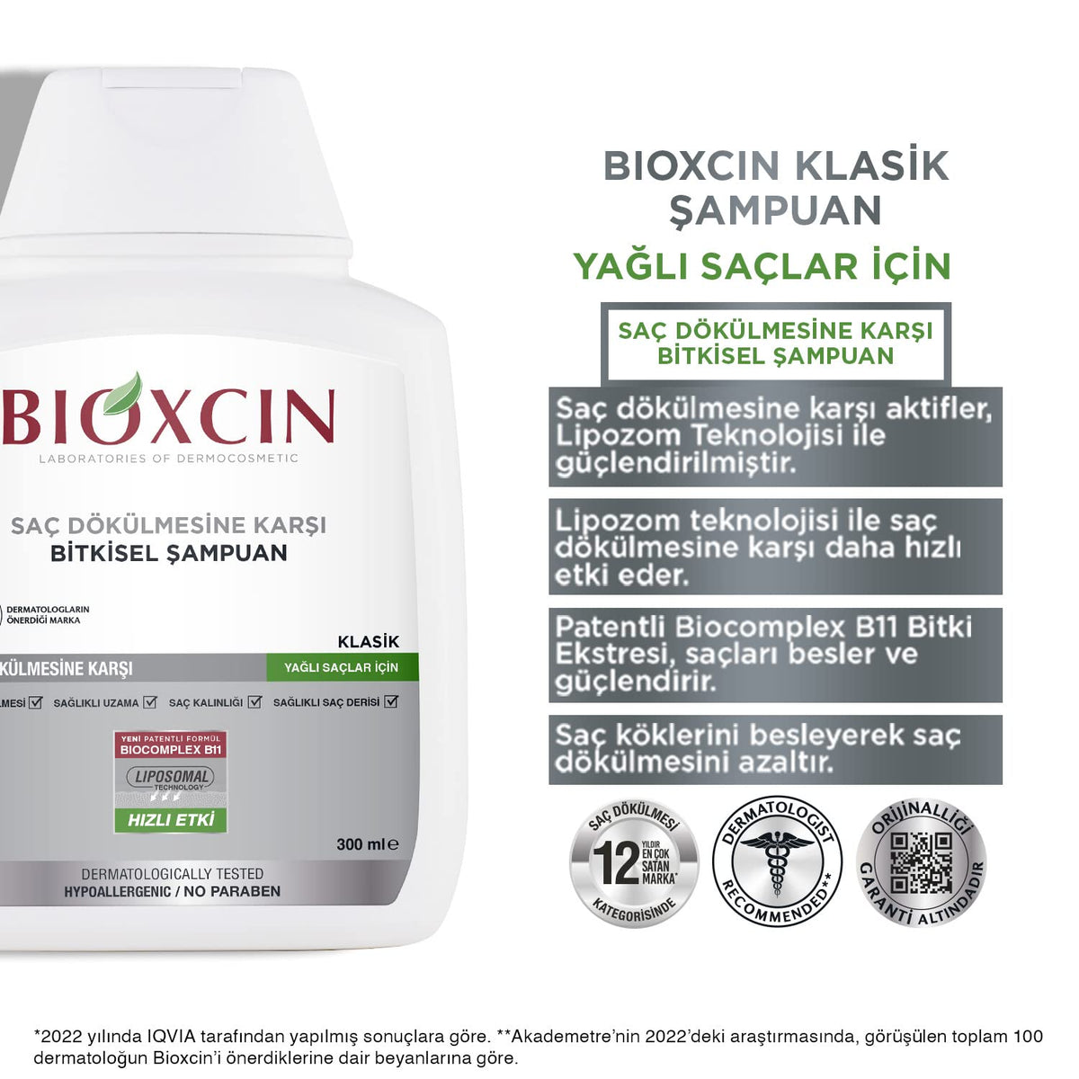 Bioxcin Anti-Hair Loss Shampoo for Oily Hair - Strengthens Hair Follicles, Prevents Hair Loss by Beauty Care Bag