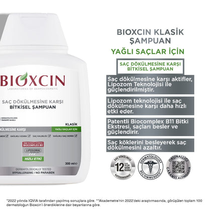 Bioxcin Anti-Hair Loss Shampoo for Oily Hair - Strengthens Hair Follicles, Prevents Hair Loss by Beauty Care Bag