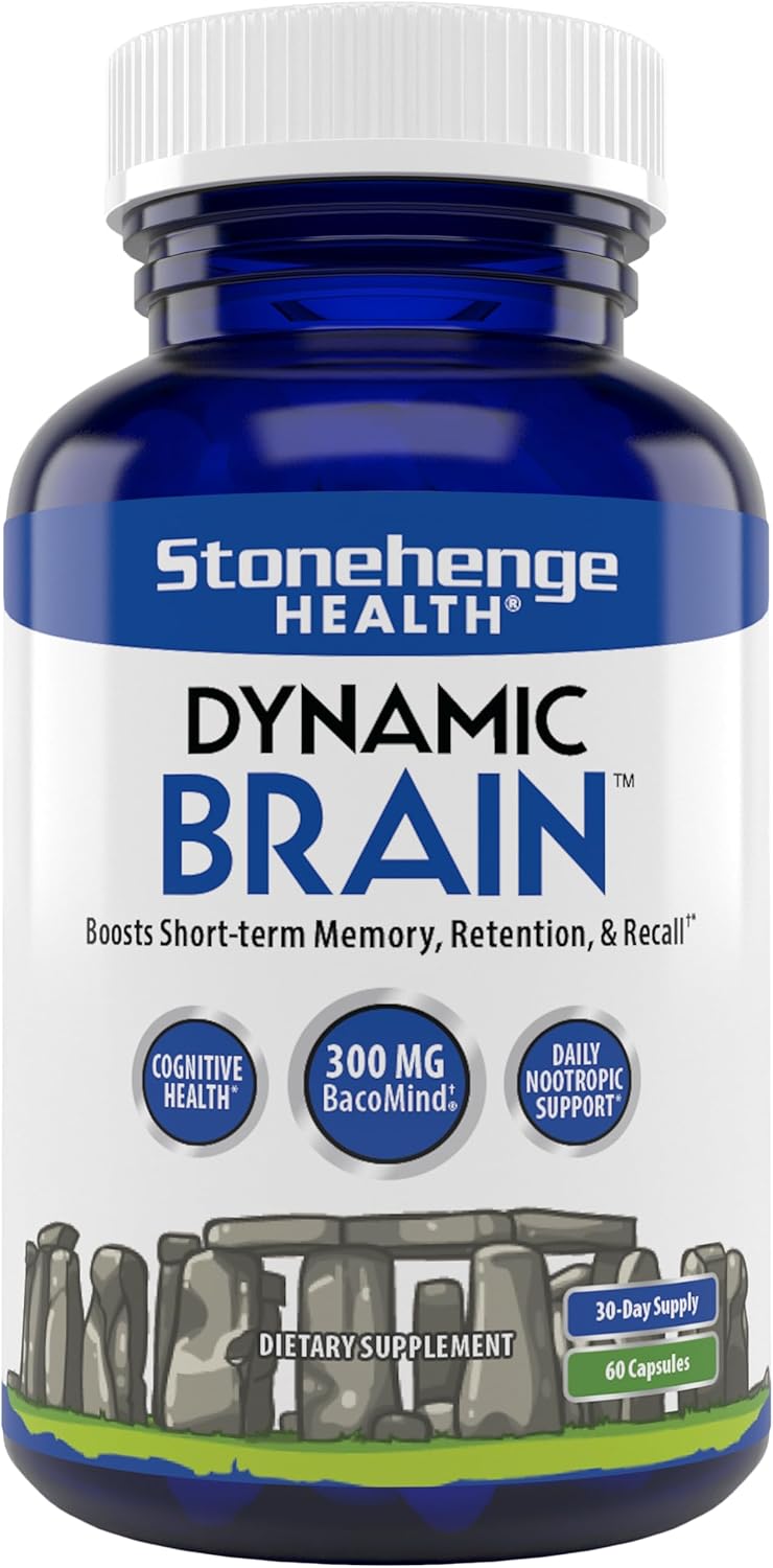 Stonehenge Health Dynamic Brain Supplement – New Formula with BacoMind for Memory Acquisition, Retention, & Recall with 40 Unique Nootropic: Choline, Phosphatidylserine, and Huperzine A by Shahmori