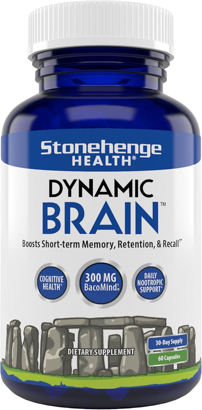 Stonehenge Health Dynamic Brain Supplement – New Formula with BacoMind for Memory Acquisition, Retention, & Recall with 40 Unique Nootropic: Choline, Phosphatidylserine, and Huperzine A by Shahmori
