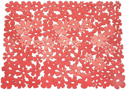 iDesign Blumz Floral Red Flexible Plastic Large Sink Protector Mat by Avera Group